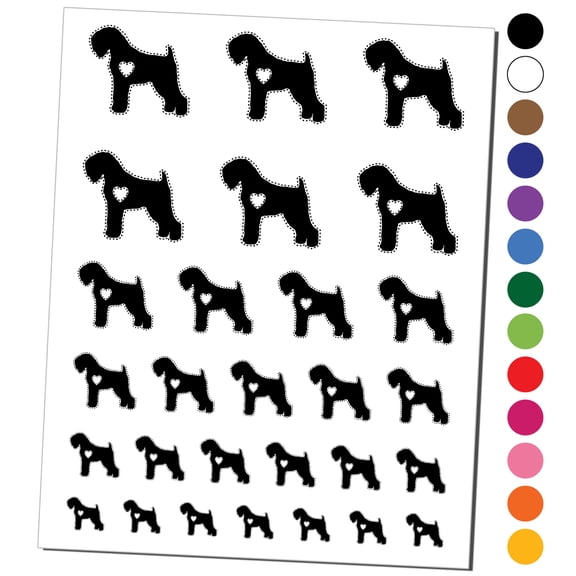 Black Russian Terrier Chornyi Dog with Heart Water Resistant Temporary Tattoo Set Fake Body Art Collection - Black