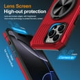 thumbnail image 5 of Dteck Rugged Protective Case for iPhone 15 Plus with Kickstand, Shockproof Anti-Scratch PC+TPU Back Cover, Magnetic Car Mount Compatible, Anti-Fingerprint Non-Slip Grip, Red, 5 of 7