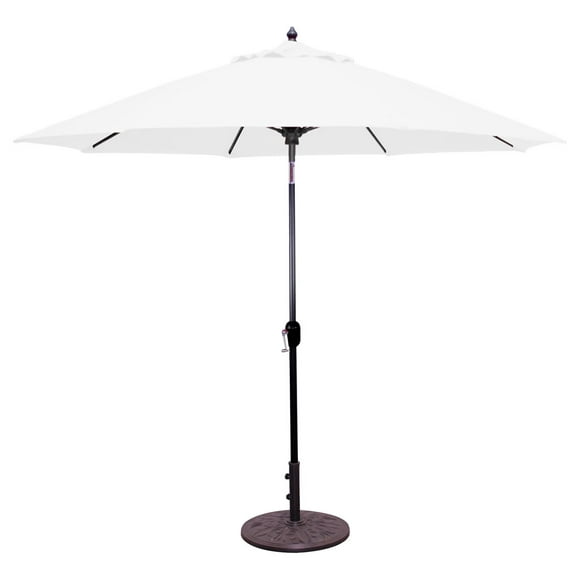 WholesaleTeak Outdoor Patio Aluminum Large 9 Feet Round Market Umbrella Natural color w/ Tilt & Pulley System #WMAXUM4