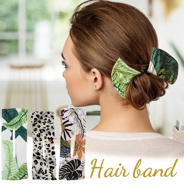 3 diademas ligeras de pelo francés con estampado coreano de flores de donut y banda de goma