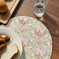 thumbnail image 3 of Pink Flowers Round 13 Inch Placemats Set of 8, Green Country Botanical Floral Leaves HeatResistant Non Slip Place Mats for Dining Table, Wipeable Braided Kitchen Table Mats for Housewarming, 3 of 9