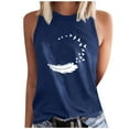 thumbnail image 2 of OKBOP Tops for Women Trendy Blue Sleeveless Crew Neck Graphic Tank Tops Ladies Shirts Clearance, 2 of 5