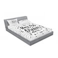 thumbnail image 3 of Saying Bedding Set with Sheet & Covers, Sleep Less Dream More Lettering on Sunbursting Rays Frame on the Ink Background, Printed Bedroom Decor 2 Shams, 4 Sizes, Black and White, by Ambesonne, 3 of 3