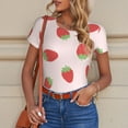 thumbnail image 6 of Vsdgher Strawberry Prinr Short Sleeve Body suit for Womens, Sexy Onesie One Piece Round Neck Bodysuit Shapewear Tummy Control-XX-Large, 6 of 7