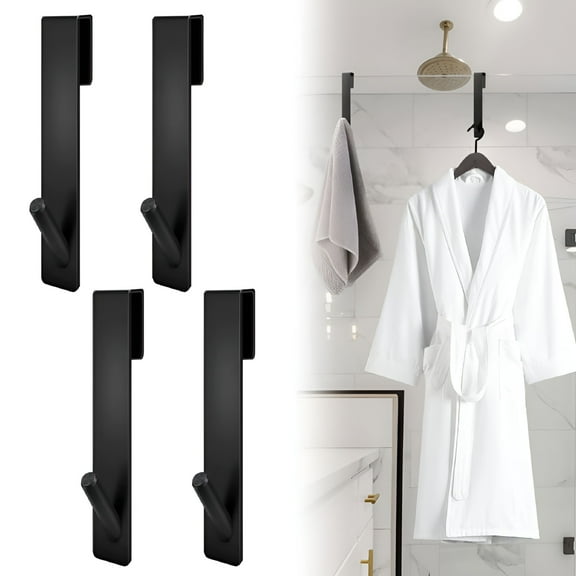 LAMIRO Glass Shower Door Hooks, Bathroom Towel Hanger, Over the Door Towel Rack, Stainless Steel, Over Door Hooks for Bathroom