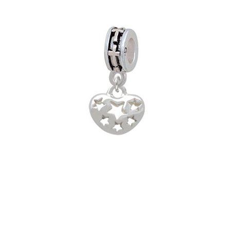 Cut Out Cross - Small Heart with Cut Out Stars - Cross Charm Bead