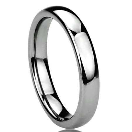 Women's Tungsten Carbide Wedding Band Ring 4mm Comfort Fit Domed Classic Ring For Men &