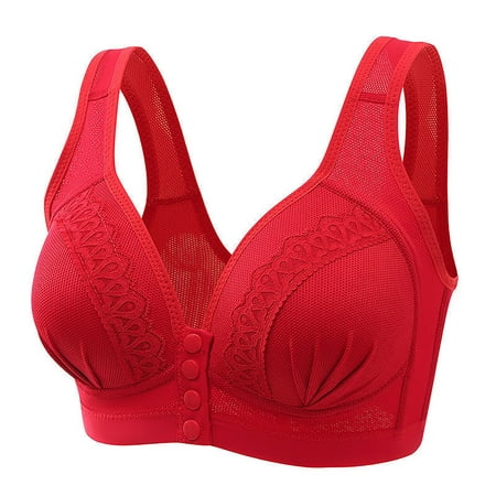 

Hfyihgf On Clearance Women Floral Lace Bralette Bras High Support No Underwire Bras Non Padded Front Closure Bras Full Coverage Push Up Bras for Ladies(Red M)