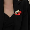 thumbnail image 2 of Rhinestone Cute Cherry Fruit Brooch Pin for Women Gold Plated Red Enamel Cherry Brooches Lapel Pins Dainty Dress Accessories Jewelry Gift, 2 of 13
