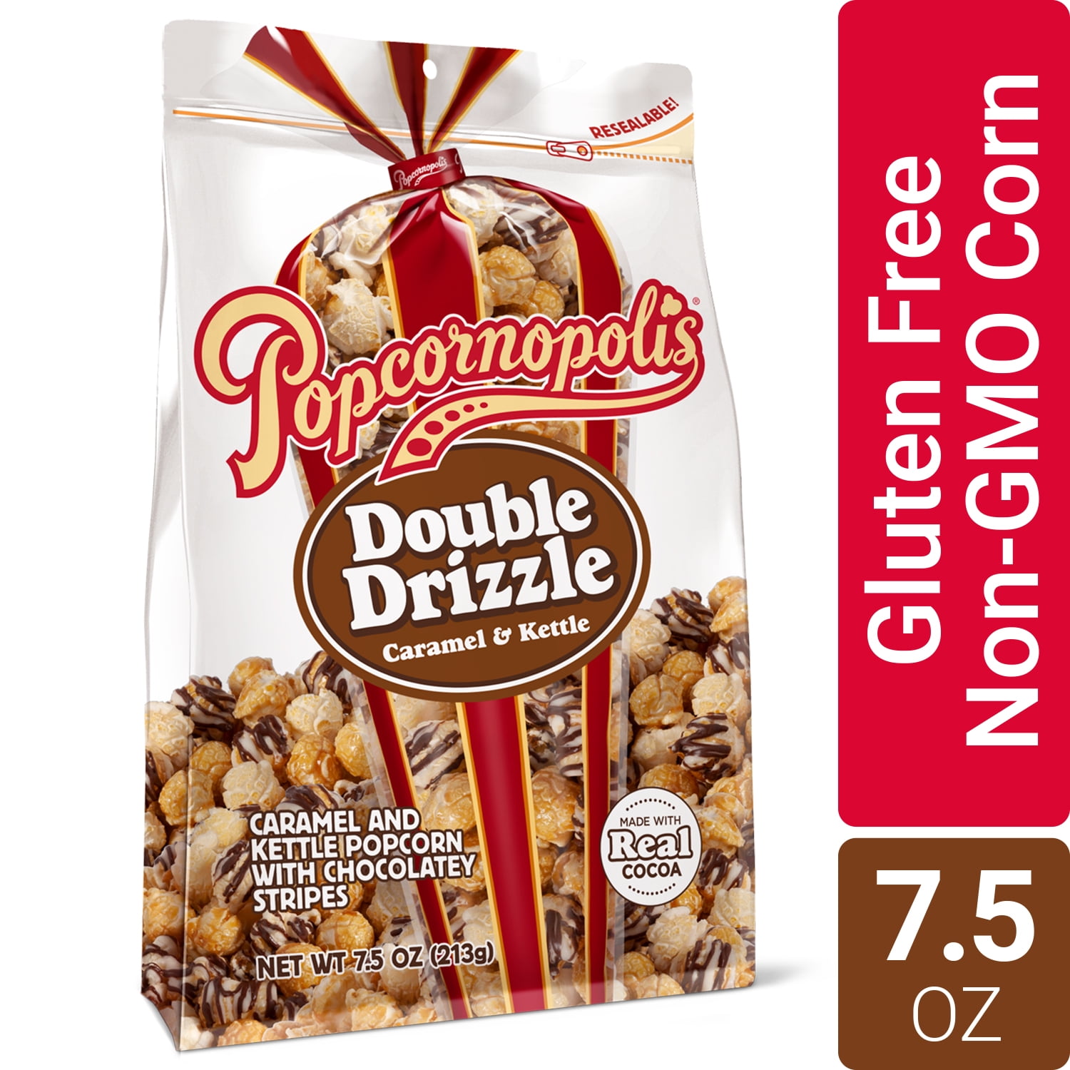 Popcornopolis Double Drizzle, Gourmet Popcorn 7.5 oz
