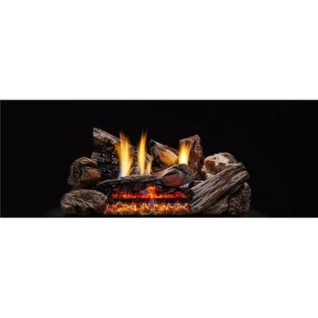 24 in. Burncrete Hybrid Moxie Burner Log Set with Glow Getter - 8 Piece
