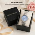 thumbnail image 5 of Ellen Tracy Women’s Silver Mesh Bracelet Watch – Round  Sky Blue Sunray Dial, Crystal Bezel, Quartz Dress Fashion Watch for Women, 5 of 7