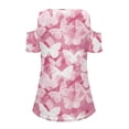 thumbnail image 6 of POLERO XX Print Womens Summer Cold Shoulder Tops Short Sleeve V Neck T Shirts Sexy Casual Cut Out Design Soft Lightweight Vacation Beach Tunic XL, 6 of 7