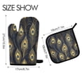 thumbnail image 2 of Yayeee Oven Mitts and Pot Holder Set of 4 Heat Resistant Kitchen Gloves Baking Hot Pad, Peacock Feathers Pattern, 2 of 5