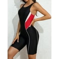 thumbnail image 4 of Sociala Splicing One Piece Athletic Swimsuit for Womens with Knee Length Sport Swimwear, 4 of 5