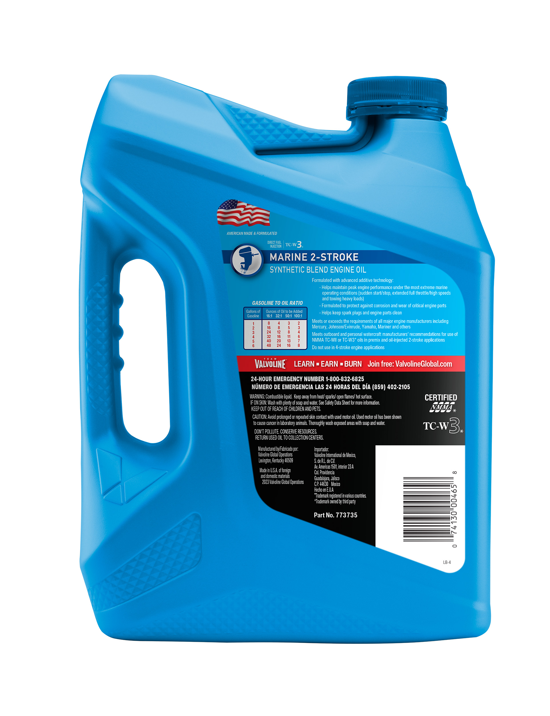Valvoline 2-Stroke Marine TCW-3 Synthetic Blend Motor Oil 1 GA