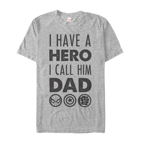 Men's Marvel Father's Day Avengers Hero Dad  Graphic Tee Athletic Heather Medium