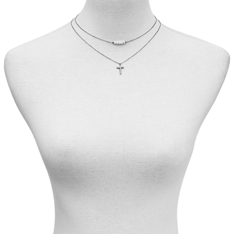 Layered necklace set cross deals