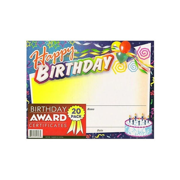 birthday award certificate