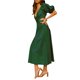 thumbnail image 4 of TRKIYQC Vestido de cintura ceñida para mujer, falda hasta los tobillos con mangas cortas abullonadas y escote en V profundo de color sólido, S/M/L/XL TRKIYQC moda, 4 of 9