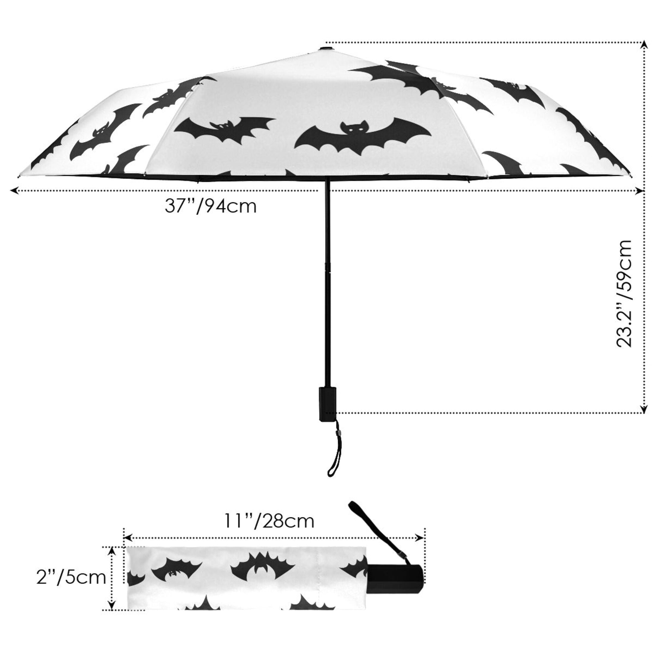 ALAZA Bat Silhouettes UPF 50+ Compact Folding Umbrella for Rain Travel Umbrella Packable