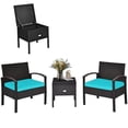 thumbnail image 4 of Pemberly Row 3-piece Rattan Patio Furniture Set with Sponge Cushion in Turquoise, 4 of 10
