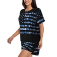 thumbnail image 2 of Daiia Navy Camouflage American Flag Pattern Womens Pajama Sets Short Sleeve Pajamas for Women Sets Soft Lounge Sets Casual Round Neck Sleepwear PJS-3X-Large, 2 of 7