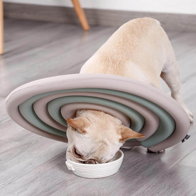 Maoww Adjustable Dog Collar Recovery Anti-Bite Cone Soft Protector for Pet Cat Beige Green S