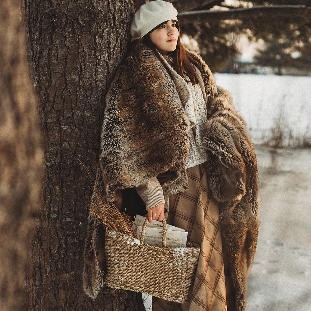 Battilo Brown Faux Fur Blanket ,Thick Cozy Bown Blanket , Fur Throw Blankets for Couch Bed,50"x60"