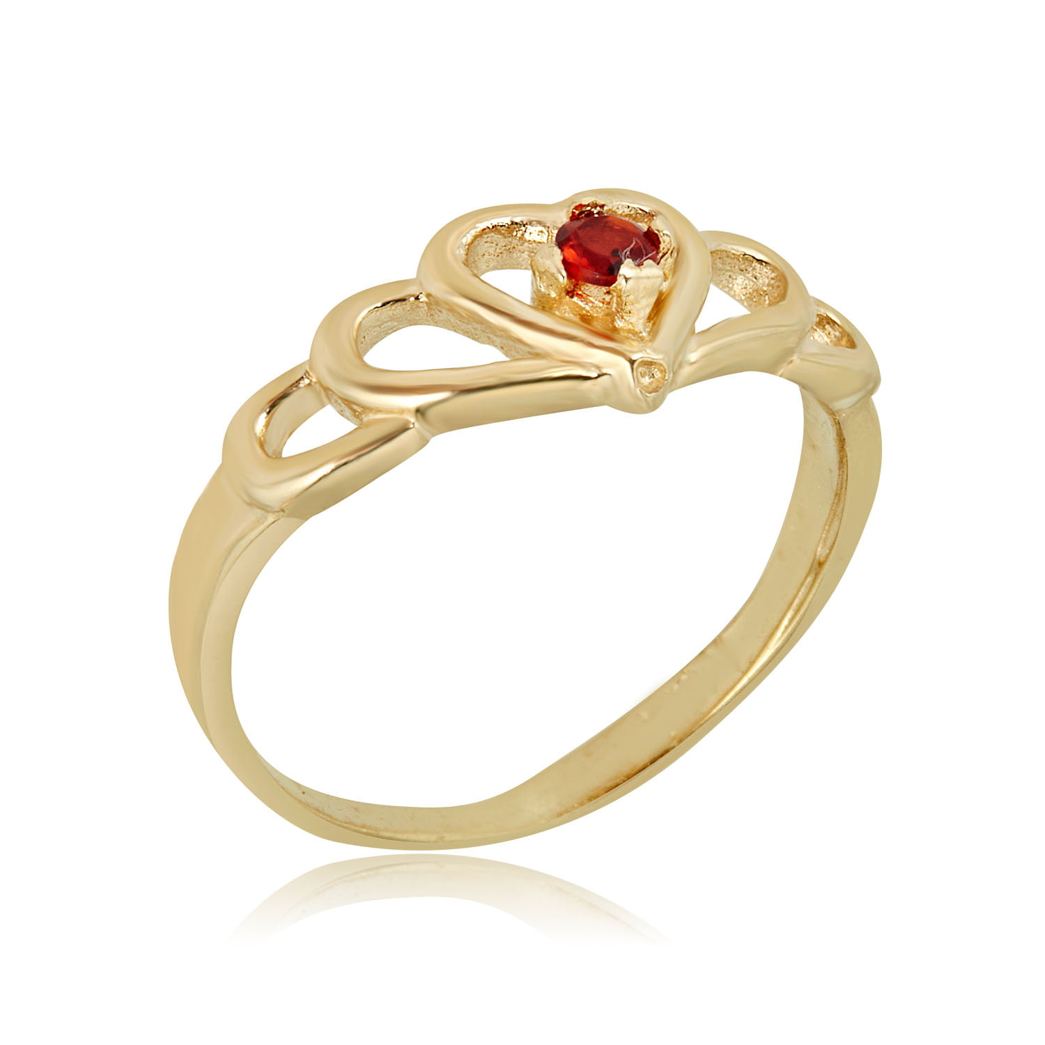 Real Garnet Gold Plated Ring For Women Round Shape Astrological January Birthstone 5,6,7,8,9,10,11,12 