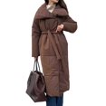 thumbnail image 3 of Women'S Long Quilted Cotton Coats Jackets Long Sleeve Stand Collar Padded Coats Jacket Outerwear with Pockets Brown L, 3 of 9