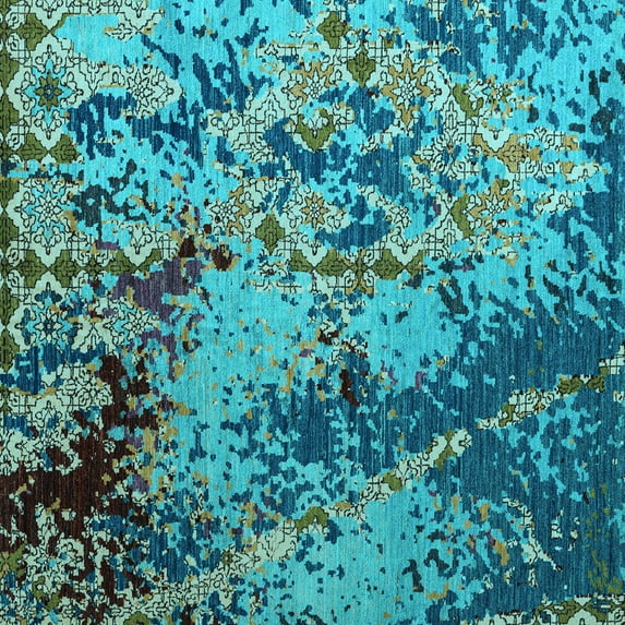 Ahgly Company Indoor Square Abstract Light Blue Modern Area Rugs, 3' Square