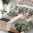 thumbnail image 3 of Ambesonne Monstera Fitted & Top Sheet Set with Shams, Mid Century Boho Shapes, Evergreen Pale Rust Brown, 3 of 5