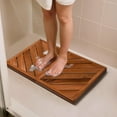 thumbnail image 6 of Teak Wood Bath Mat for Bathroom - (24.4" x 16.5") Non Slip Wooden Shower Mat Floor Sturdy Mats for Outside Inside Shower Luxury Spa Home or Outdoor, 6 of 7