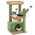 thumbnail image 4 of PAWZ Road Cat Tree 33" Cute Cactus Cat Scratching Posts Tower with Large Top Perch and Hammock for Medium Indoor Cats, Green, 4 of 10