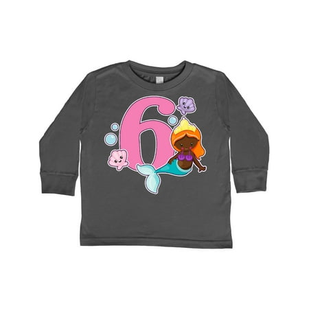 

Inktastic I am 6 years old Birthday with Mermaid Gift Toddler Toddler Girl Long Sleeve T-Shirt