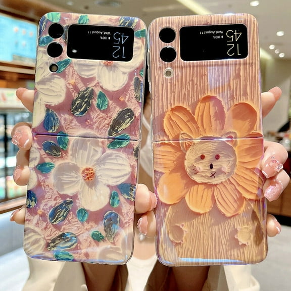 For Samsung Galaxy Z Flip 3 5G Cute Cartoon Camellia Flower Pattern Hard Phone Case Cover