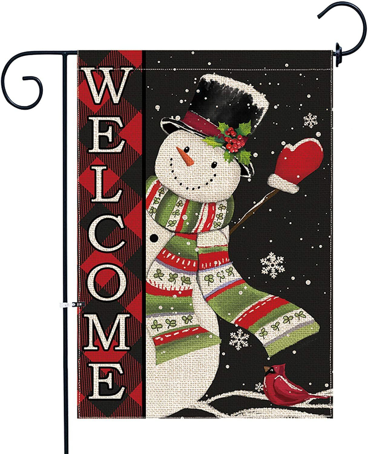 ORTIGIA Christmas Decorations Let it Snow Porch Sign Happy Snowman Hanging Banner Flag Cute Santa Claus Winter Holiday Decor for Yard Home Wall Front Door Indoor Party 12x72 inch 