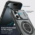 thumbnail image 6 of Case for iPhone 16 Pro Max with Rotating Metal Stand, MagSafe Magnetic Wireless Charging,Sliding camera casing,Shockproof Dropproof Tough Rugged Protective Case Cover,Grey,For iPhone 16 Pro Max, 6 of 8