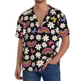 thumbnail image 3 of Wukai Rainbow Flowers Men's Casual Short-Sleeve Button Down Shirt - Lightweight Summer Dress Shirt for Daily Wear-4X-Large, 3 of 7