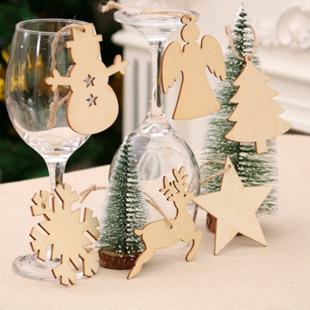 Details about   3 Piece Christmas Tree Pendant Ornament Decoration Angel Wood Red