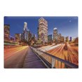 thumbnail image 1 of Night Cutting Board, USA Downtown City Skyline over the Highway Los Angeles California Travel Destination, Decorative Tempered Glass Cutting and Serving Board, Large Size, Multicolor, by Ambesonne, 1 of 1