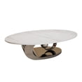 thumbnail image 4 of 49-Inch Oval Faux Marble Coffee Table with Gold Stainless Steel Base - Stylish Centerpiece for Living Room（Grey), 4 of 8
