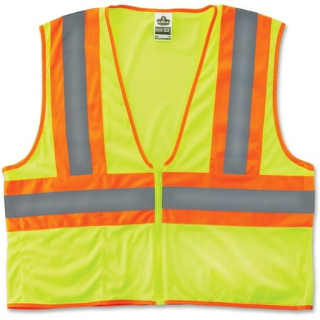 

GloWear Class 2 Two-tone Lime Vest - Reflective Machine Washable Lightweight Pocket Zipper Closure - Small/Medium Size - Lime - 1 / Each | Bundle of 10 Each