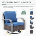 thumbnail image 3 of PARKWELL Outdoor Swivel Glider Chair Set of 2,Patio Rattan Swivel Rocking Lounge Chair with Navy Cushions for Porch Balcony Backyard,Brown Wicker, 3 of 10
