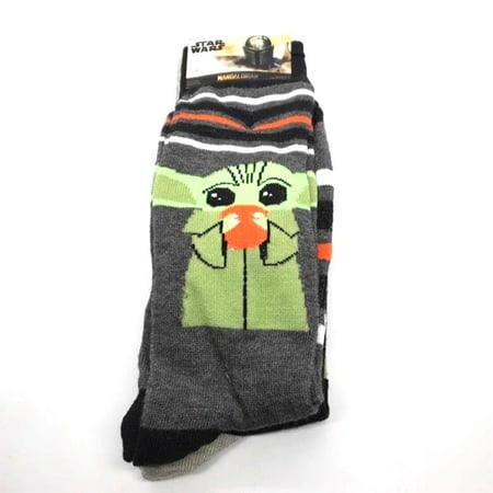 

Disney Star Wars The Mandalorian The Child w Red Apple Black Mens Novelty Crew Socks 2 Pairs