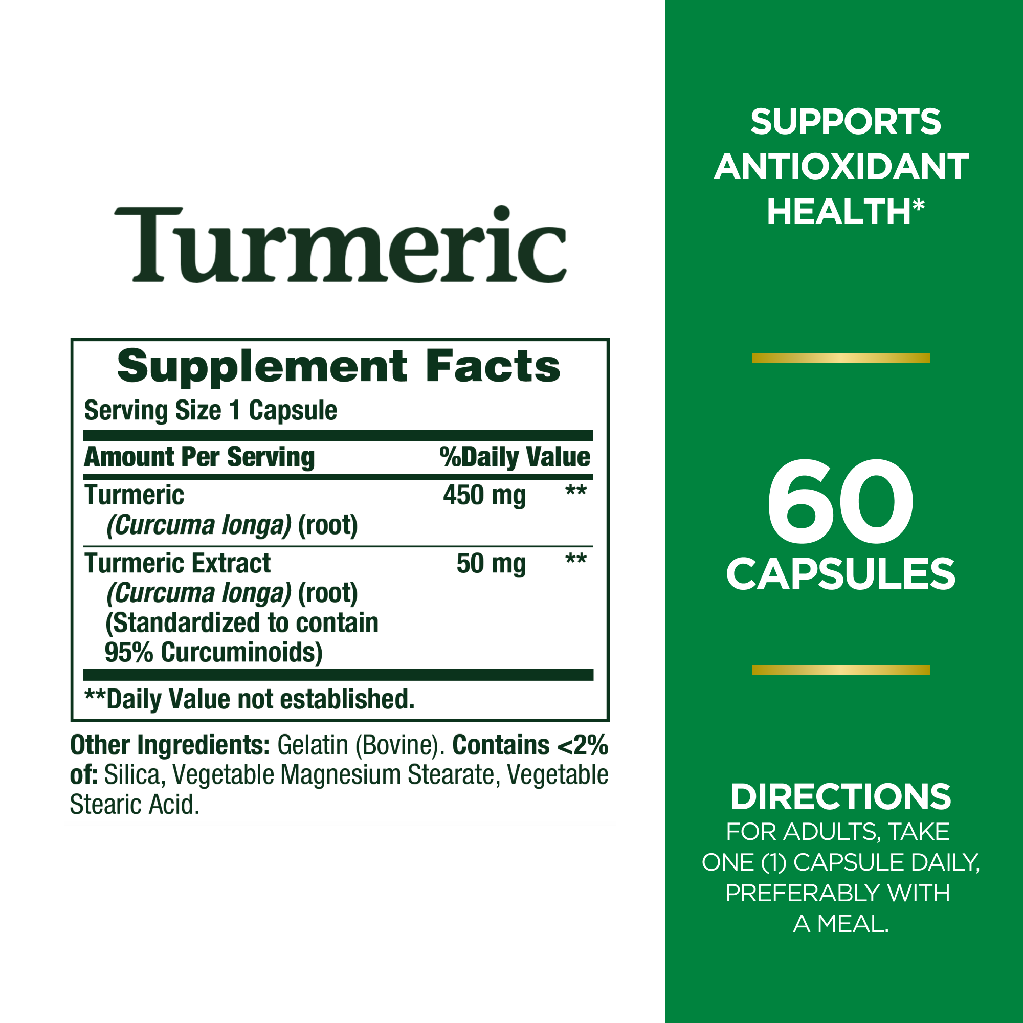 Nature's Bounty Turmeric 450 mg Capsules for Antioxidant Health, 60 Ct - image 5 of 5