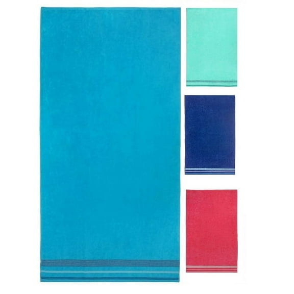 Kaufman Extra-Large Velour Beach Towel-Pool Towel Solid Color 35x68 Turquoise