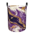 thumbnail image 1 of Balery Purple Gold Marble Swirls Cesta de ropa redonda con asas, impermeable, independiente, para ropa, juguetes, dormitorio y familia-Medium, 1 of 6