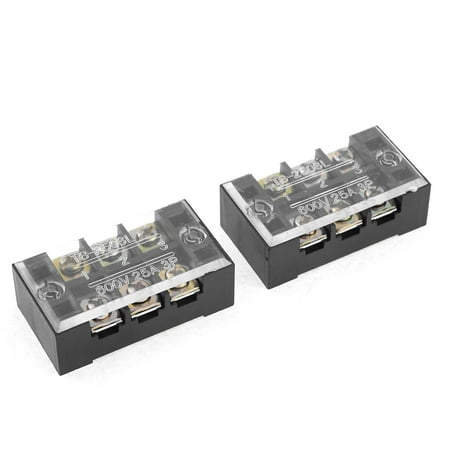 Unique Bargains 600V 25A Dual Row 3 Positions Barrier Screw Terminal Block Black 2Pcs price history on PriceWatchPro